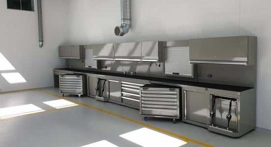 banco da lavoro in acciaio