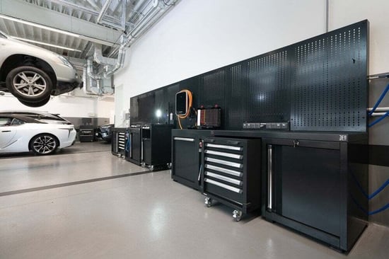 work bench with drawers